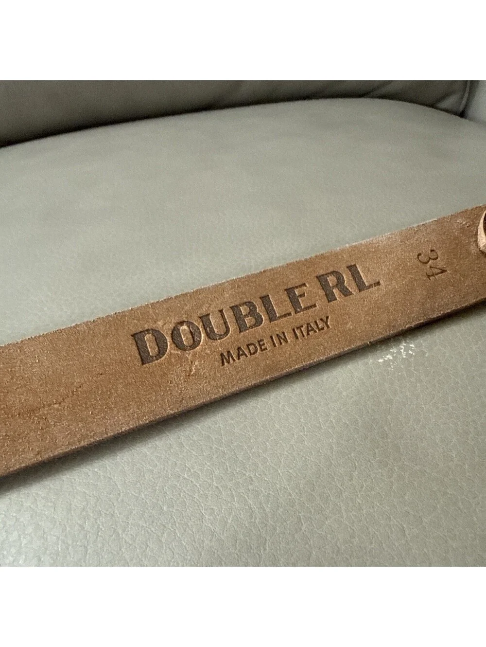 RRL Double RL Distressed Tan Leather Belt Made in Italy Size 34 Width 1 inch